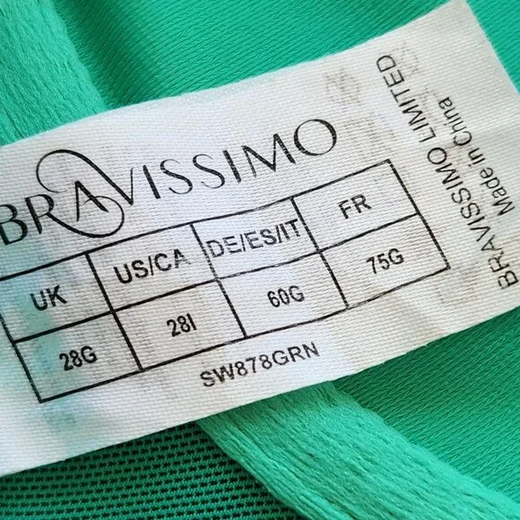 Bravissimo Textured Green Bikini Set One Shoulder Top Summer Pool Beach Swim - Picture 6 of 7